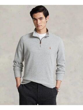 Polo Ralph Lauren Estate Rib Quarter Zip Pullover Gray Cotton Men’s XL